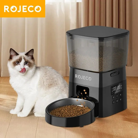 ROJECO Automatic Pet Feeder: Smartly Scheduled Pet Feeding Pet Feeder Rojeco rojeco-automatic-pet-feeder-button-version-auto-cat-food-dispenser-accessories-smart-control-pet-feeder-for-cats-dog-dry-food