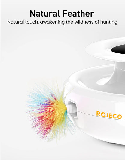 ROJECO 2-in-1 Feather Frenzy & Rolling Madness Toy Toy Rojeco rojeco-2-in-1-smart-cat-toys-automatic-feather-fun-ball-toy-set-for-cat-dog-5-modes-electronic-interactive-pet-toy-accessories