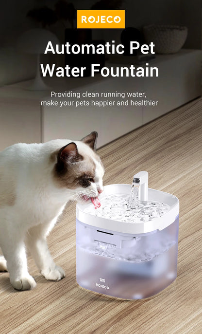 ROJECO Automatic Cat Water Fountain Smart Pet Water Dispenser with Pump for Dog Rechargeable Drinking Filter Cat Drinking Supply  Rojeco rojeco-automatic-cat-water-fountain-smart-pet-water-dispenser-with-pump-for-dog-rechargeable-drinking-filter-cat-drinking-supply