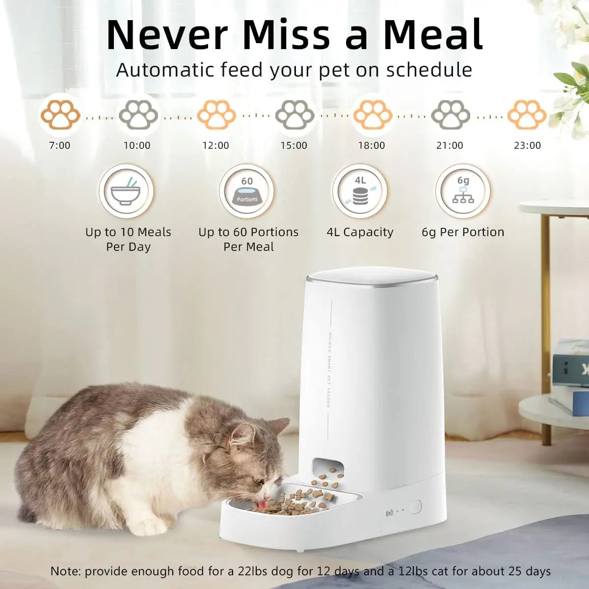 ROJECO Automatic Cat Feeder Pet Smart WiFi Cat Food Kibble Dispenser Remote Control Auto Feeder For Cat Dog Dry Food Accessories  Rojeco rojeco-automatic-cat-feeder-pet-smart-wifi-cat-food-kibble-dispenser-remote-control-auto-feeder-for-cat-dog-dry-food-accessories