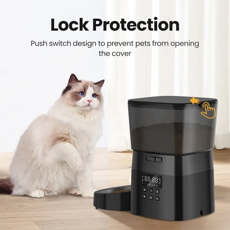 ROJECO Automatic Pet Feeder: Smartly Scheduled Pet Feeding Pet Feeder Rojeco rojeco-automatic-pet-feeder-button-version-auto-cat-food-dispenser-accessories-smart-control-pet-feeder-for-cats-dog-dry-food