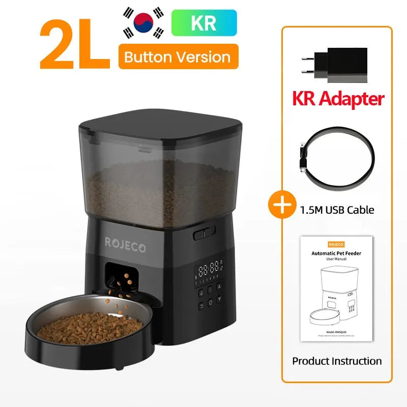 ROJECO Automatic Pet Feeder: Smartly Scheduled Pet Feeding Pet Feeder Rojeco rojeco-automatic-pet-feeder-button-version-auto-cat-food-dispenser-accessories-smart-control-pet-feeder-for-cats-dog-dry-food