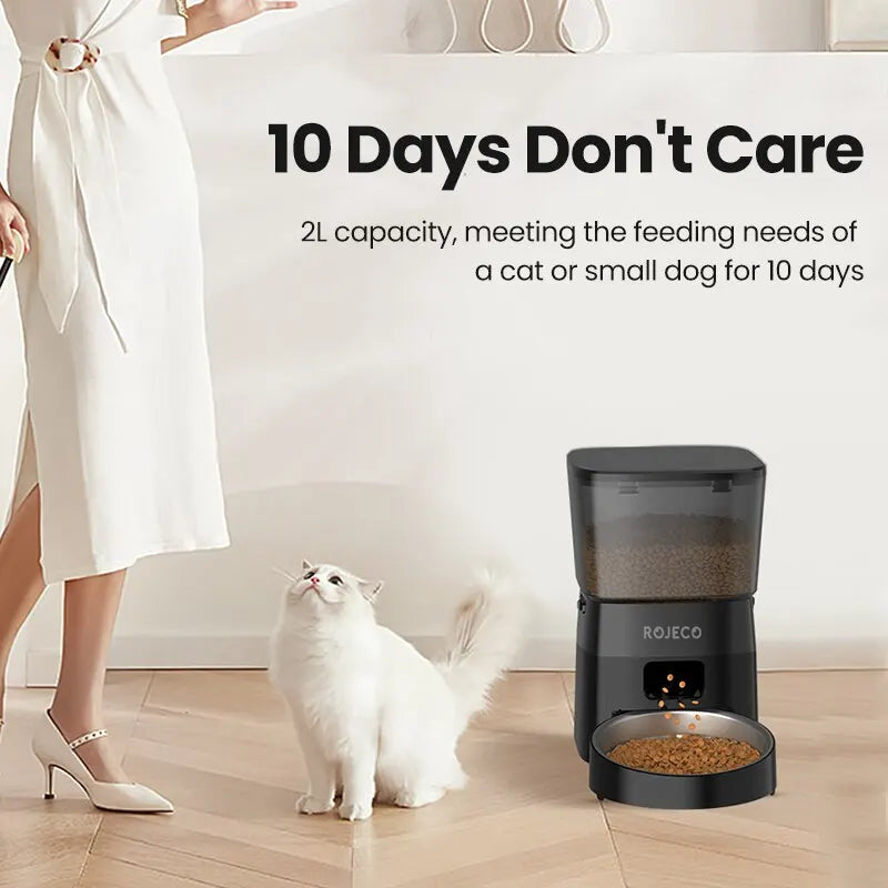 ROJECO Automatic Pet Feeder: Smartly Scheduled Pet Feeding Pet Feeder Rojeco rojeco-automatic-pet-feeder-button-version-auto-cat-food-dispenser-accessories-smart-control-pet-feeder-for-cats-dog-dry-food