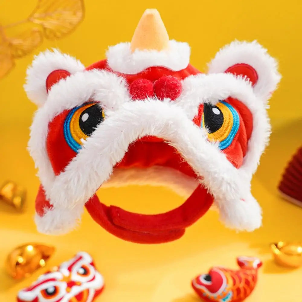 Festive Pet Hat | Cute & Comfortable Headwear for Cats Apparel Paws festive-lion-dance-hat-for-cats-small-dogs