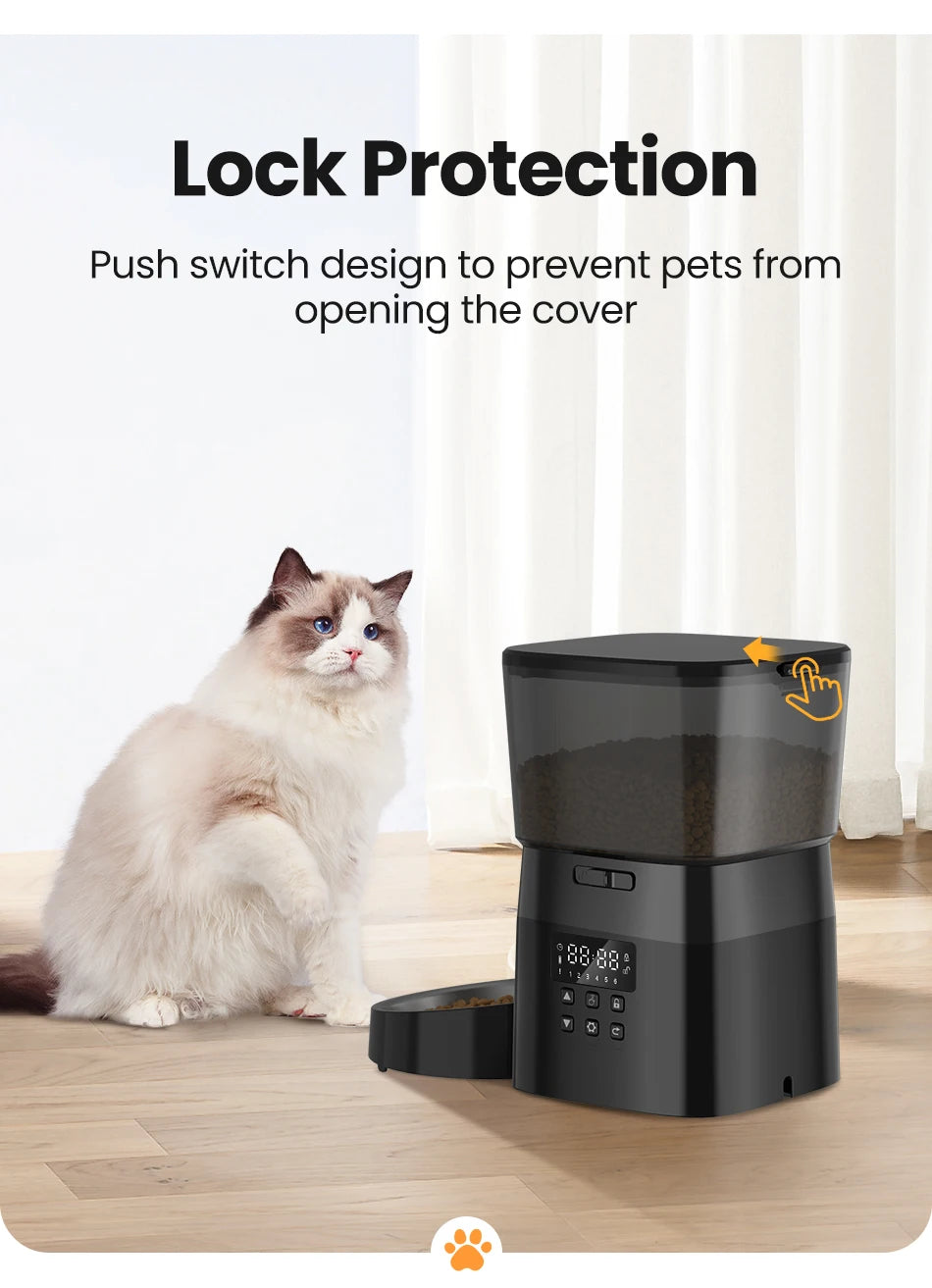 ROJECO Automatic Pet Feeder: Smartly Scheduled Pet Feeding Pet Feeder Rojeco rojeco-automatic-pet-feeder-button-version-auto-cat-food-dispenser-accessories-smart-control-pet-feeder-for-cats-dog-dry-food