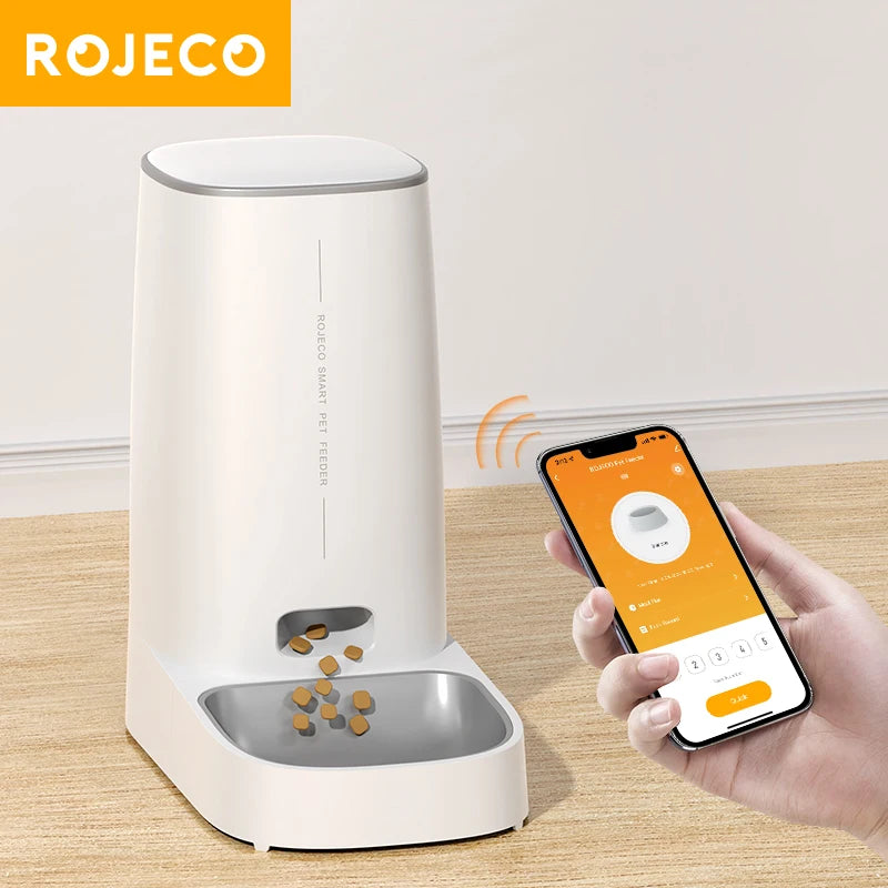 ROJECO Automatic Cat Feeder Pet Smart WiFi Cat Food Kibble Dispenser Remote Control Auto Feeder For Cat Dog Dry Food Accessories  Rojeco rojeco-automatic-cat-feeder-pet-smart-wifi-cat-food-kibble-dispenser-remote-control-auto-feeder-for-cat-dog-dry-food-accessories