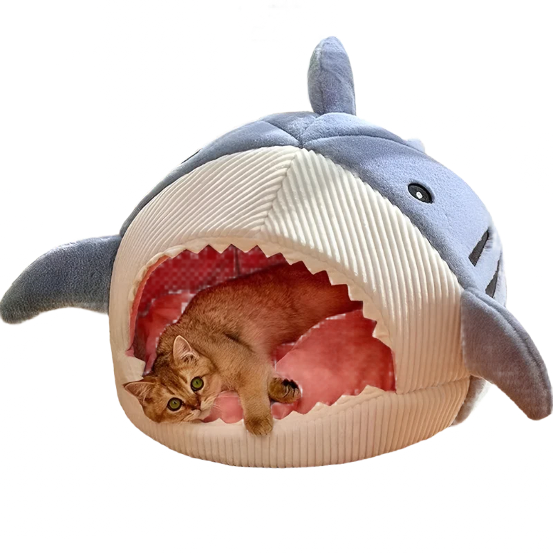 Shark-Shaped Nest Bed: A Cozy Haven for Snoozing Pets Pet Bed My Store shark-cat-cave-bed