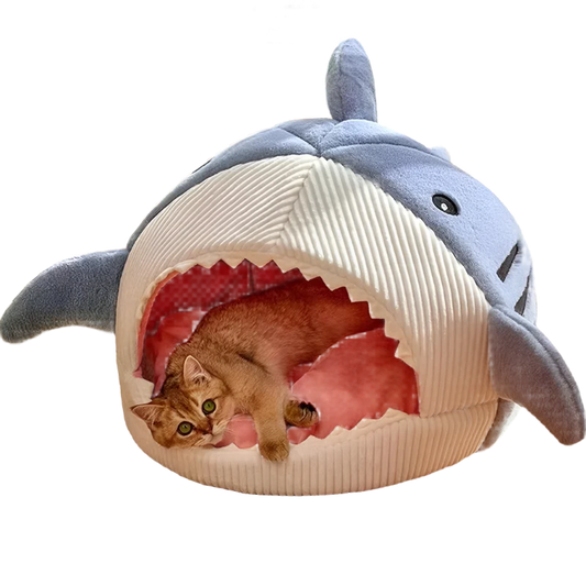 Shark-Shaped Nest Bed: A Cozy Haven for Snoozing Pets Pet Bed My Store shark-cat-cave-bed