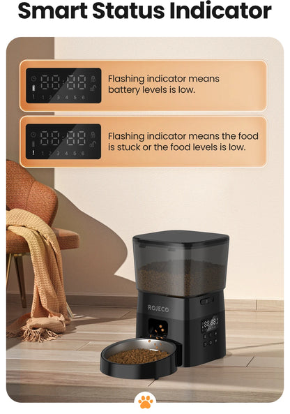 ROJECO Automatic Pet Feeder: Smartly Scheduled Pet Feeding Pet Feeder Rojeco rojeco-automatic-pet-feeder-button-version-auto-cat-food-dispenser-accessories-smart-control-pet-feeder-for-cats-dog-dry-food