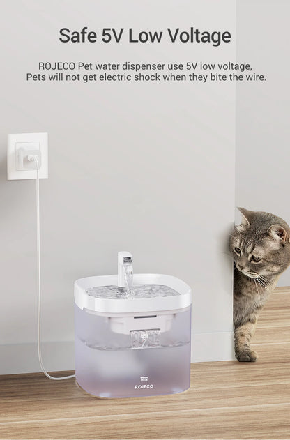 ROJECO Automatic Cat Water Fountain Smart Pet Water Dispenser with Pump for Dog Rechargeable Drinking Filter Cat Drinking Supply  Rojeco rojeco-automatic-cat-water-fountain-smart-pet-water-dispenser-with-pump-for-dog-rechargeable-drinking-filter-cat-drinking-supply