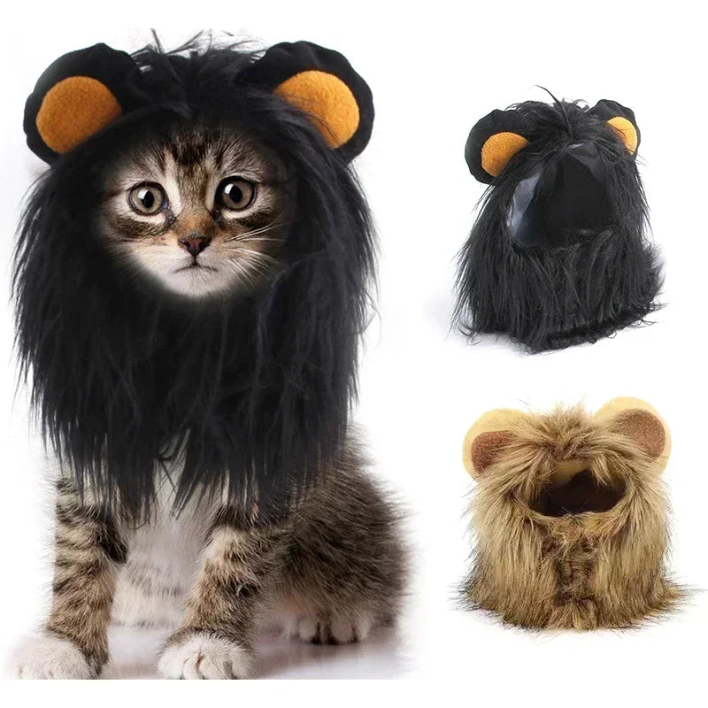 Majestic Lion's Mane Costume Wig for Dogs & Cats Pet Costume Paws cute-lion-mane-cat-wig