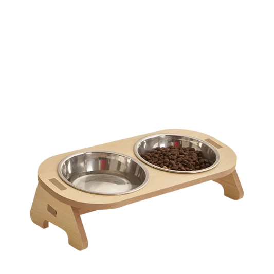 Cat Double Bowl with Wooden Stand  My Store cat-double-bowl-becoming-cat-and-child-bowl-anti-overturning-cat-food-bowl-stainless-steel-pet-bowl-wooden-stand-small-and-mediu